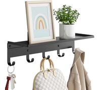 Bethom Coat Hooks Wall Mounted with Shelf, Metal Wall Coat Racks Entryway Coat Hanger with 5 Hooks for Hall & Entryway & Bathroom for Coats, Scarves, Bags, W17 x H4 x D4.7 in