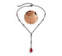 Bethynas Gothic Beaded Teardrop Long Pendant Y Necklace Punk Hip Hop Crystal Vampire Choker Neck Chain Cosplay Party Necklace Accessories for Women and Girls, Metal, beads