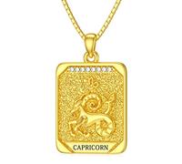 BETHZA Diamond Zodiac Sign Necklace 925 Sterling Silver Gold Plated Constellation Tarot Card Pendant Horoscope Jewelry Gifts for Women Birthday