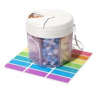 Betife Pill Organiser, Pill Dispenser with 7 Large Compartments, Portable Pill Bottle Box with Wide Opening for Easy Use, Tablet Organiser Anti-Mix Pills Organizer for Travel, 21 Pcs Sticky Labels