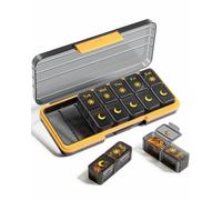 Betife Pill Organizer 2 Times A Day, 7 Day Am Pm Pill Box Weekly Pill Organizer with Separate Container, Portable Daily Medicine Planner Dispenser Case for Vitamin, Fish Oils, Supplements（Black）