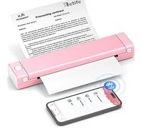 Betife Portable Printers Wireless for Travel A4 Thermal Bluetooth Printer, Travel Printer for Phone & Laptop, Supports Tattoo Stencils, Compatible with 210 mm x 297 mm A4 Thermal Paper (Pink/White)