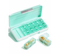 Betife Weekly Pill Box Organizer 2 Times a Day,7 Day Travel Pill Box,AM/PM pill case for Vitamins, Medication, Supplements and Fish Oils (Green)