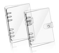 Betinyar 2 PCS A6 Clear Soft PVC Notebook Cover, Refillable Paper PVC Binder, Loose Leaf Personal Planner Binder (2 Transparent)