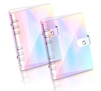 Betinyar 2 PCS A6 Rainbow Soft PVC Notebook Cover, Refillable Paper PVC Binder, Loose Leaf Personal Planner Binder (2 Rainbow)