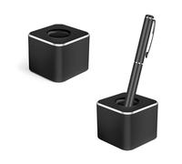 Betinyar 2 Pieces MetalPen Stand, Single Pen Holder for Desk, Black Square Pen Holder, Pen Display Stand, Toothbrush Holder for Desk, Office, Home (Black)