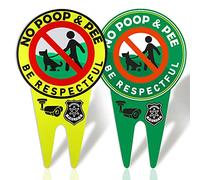 Betinyar 2 Pieces No Poop and Pee Sign No Pooping Dog Signs Luminous Be Respectful Sign Stop Dogs from Pooping or Peeing On Your Lawn Yard Sign (Y,G)