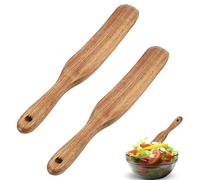 Betinyar 2pcs Wood Sourdough Spatula, Wooden Spurtle Spatula Dough Stir with Hanging Holes