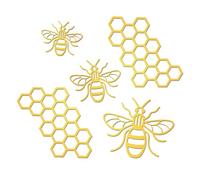 Betinyar 5 Pcs Acrylic Bee Wall Art Mirror Sticker, Mirror Walls Decor, Farmhouse Bee Decorations, Honey Comb Wall Art for Home Living Room Bedroom Decor