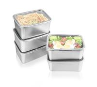 Betinyar 5pcs Stainless Steel Food Containers with Lids, Stacking Snack Container, Reusable Containers For Snacks, Prep Containers Metal Lunch Container for Office (13.5 * 10.5 * 5.8cm)