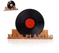 Betinyar Brown Now Playing Vinyl Record Stand, 11 * 3.9 * 2.4in Wood Vinyl Record Wall Mount, Multipurpose Album Holder for Vinyls, Photos and Books, Brown Now Playing Sign, Vintage Room Decor