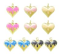 BETITETO 10pcs Heart Charms 18K Gold Plated Brass Enamel Love Pendants for Making Jewelry Necklace Bracelets Earrings Valentine Mother Gift DIY