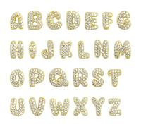 BETITETO 18K Gold Filled Bubble Alphabet Beads 26pcs Tiny Cubic Zirconia Brass A-Z Letter Charms for Jewelry Making Initial Necklace Bracelets Gift DIY Craft