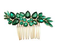 BETITETO Bridal Crystal Hair Accessories Small Wedding Gold Hair Piece with Comb for Women Girls (Green)