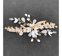 BETITETO Bridal Flower Hair Clips White Floral Gold Leaf Crystal Hair Barrettes Piece Accessories for Women