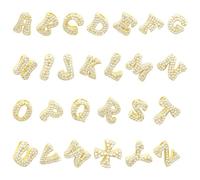 BETITETO Cubic Zirconia Letter Charms 26pcs Glitter 18K Gold Plated Brass Thick Bubble A-Z Alphabet Pendants for Making Jewelry Initial Necklace Bracelets DIY