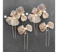 BETITETO Gold Bridal Hair Pins 4pcs Wedding Pearl Metal Flower Hair Pieces Accessories for Women Girls