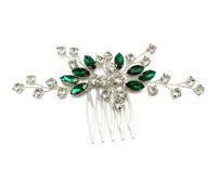BETITETO Green Bridal Hair Comb Small Wedding White Emerald Crystal Silver Vine Hair Piece Accessories for Women Girls