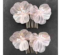 BETITETO Metal Flower Hair Combs 2pcs for Bride Wedding Hair Pins Pieces Accessories for Women Girls (Rose Pink)