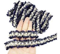 BETITETO Pearl Beaded Braid Lace Trim Ribbon Trimming Edge Embellishments 4 Yards for Sewing Wedding Dress Coat Costume Party Decoration Fabric Crafts DIY (Navy Blue)