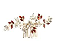 BETITETO Pearl Crystal Hair Comb Bridal Rhinestone Gold Vine Hair Piece Accessories for Wedding Women (Red-2)