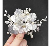 BETITETO Silver Flower Hair Accessories for Bride Wedding Pearl Metal Floral Hair Pieces with Combs for Women Girls