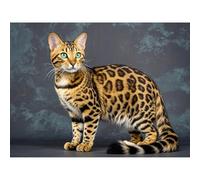 Betkuzoka Bengal Cat Kitten Diamond Dots DIY Kits Stitch Diamond Art Painting 5D Full Round Drill Paint by Diamonds Bead Painting for Beginners Home Living Room Bedroom Decor 12x16 Inch
