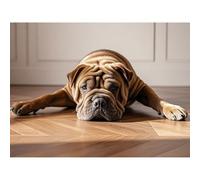 Betkuzoka Chocolate Shar Pei Dog Puppy Diamond Art DIY Kits Stitch Diamond Painting 5D Full Round Drill Gem Painting Paint by Diamonds for Beginners Home Living Room Bedroom Office Decor 12x16 Inch