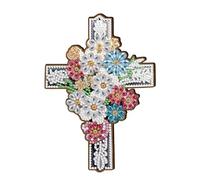 Betkuzoka Diamond Art Wooden Cross Hanging Ornaments 5D DIY Kit - Religious Christian Cross Painting Craft Kit for Kids - All Seasons - Unisex - Not Foldable