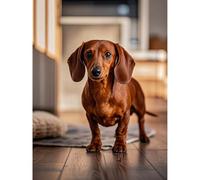 Betkuzoka Diamond Dots DIY Kits Red Dachshund Dog Stitch Diamond Art Painting Paint by Diamonds 5D Full Round Drill Gem Painting for Beginners Home Living Room Bedroom Decor 12x16 Inch