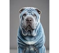 Betkuzoka Diamond Painting DIY Kits Blue Shar Pei Dog Puppy Stitch Diamond Art Paint by Diamonds 5D Full Round Drill Rhinestone Painting for Beginners Home Living Room Bedroom Decor 12x16 Inch