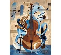 Betkuzoka Diamond Painting DIY Kits Cello with Music Note Stitch Diamond Art 5D Full Round Drill Gem Painting Paint by Diamonds for Beginners Home Living Room Bedroom Office Decor 12x16 Inch