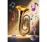 Betkuzoka Diamond Painting DIY Kits Tuba Music Note Instrument Stitch Diamond Art Paint by Diamonds 5D Full Round Drill Gem Painting for Beginners Home Living Room Bedroom Office Decor 12x16 Inch