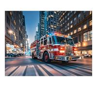 Betkuzoka Fire Engine Truck Diamond Art DIY Kits Stitch Diamond Painting 5D Full Round Drill Gem Painting Paint by Diamonds for Beginners Home Bedroom Living Room Office Decor 12x16 Inch