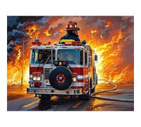 Betkuzoka Firefighter Fire Engine Truck Fireman Diamond Dots DIY Kits Stitch Diamond Art Painting 5D Full Round Drill Gem Art Paint by Diamonds for Beginners Living Room Bedroom Decor 12x16 Inch