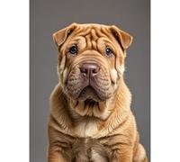 Betkuzoka Red Shar Pei Dog Puppy Diamond Art DIY Kits Stitch Diamond Dots Painting 5D Full Round Drill Paint by Diamonds Crystal Painting for Beginners Home Living Room Bedroom Decor 12x16 Inch