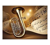 Betkuzoka Tuba Music Note Instrument Diamond Painting DIY Kits Stitch Diamond Art 5D Full Round Drill Rhinestone Art Paint by Diamonds for Beginners Home Living Room Bedroom Decor 12x16 Inch