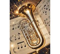 Betkuzoka Tuba Music Note Instrument Diamond Painting DIY Kits Stitch Diamond Art 5D Full Round Drill Paint by Diamonds Rhinestone Painting for Beginners Home Living Room Bedroom Decor 12x16 Inch