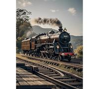 Betkuzoka Vintage Train Diamond Painting DIY Kits Stitch Diamond Art 5D Full Round Drill Paint by Diamonds Bead Art for Beginners Home Living Room Bedroom Office Decor 12x16 Inch