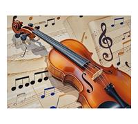 Betkuzoka Violin with Music Note Diamond Dots DIY Kits Stitch Diamond Art Painting 5D Full Round Drill Crystal Painting Paint by Diamonds for Beginners Home Living Room Bedroom Decor 12x16 Inch