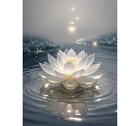 Betkuzoka White Lotus Zen Diamond Dots Painting DIY Kits Stitch Diamond Art 5D Full Round Drill Crystal Paint by Diamonds for Beginners Meditation Room Living Room Bedroom Decor 12x16 Inch