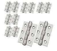Betley Butterfly 3" (76mm) Stainless Steel Ball Bearing Butt Hinges - Chrome Door Hinges With Screws - 6 Pairs