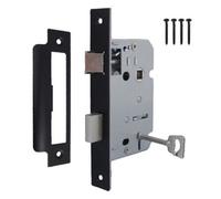Betley Butterfly 3 Lever Mortice Matt Black Sash Lock Key 2.5" 64mm Bolt Through Reversable Bathroom Handle Locks