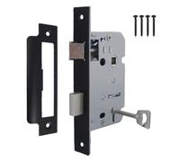Betley Butterfly 3 Lever Mortice Sash Lock with Key, Matt Black, 64mm, Metal, for Gates, Sheds and Doors