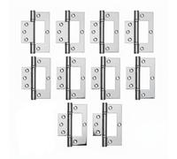 Betley Butterfly 4" Hinges Stainless Steel Ball Bearing Flush Cupboard Door Fitting Chrome - 100mm - Polished - 5 Pairs