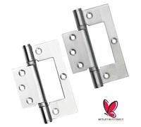 Betley Butterfly 4" Hinges Stainless Steel Ball Bearing Flush Cupboard Door Fitting Chrome - 100mm - Polished - 10 Pairs