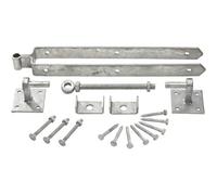 Betley Butterfly Adjustable Double Strap Field Gate Hinge Hook Plates Set, Galvanised, Silver, 450mm