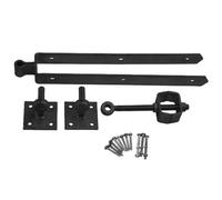 Betley Butterfly Adjustable Double Strap Gate Hinge Hook Plate Set - Black 12In 300mm