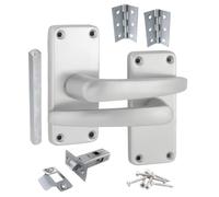 Betley Butterfly Aluminium Latch Handles Modern Internal Straight Lever Door Handle Pack 64mm Tubular Latch Butt Hinges Set Satin Silver
