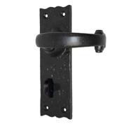 Betley Butterfly Antique Black Cast Iron Door Handle Latch Lock Bathroom Lever Handles, Victorian Scroll Design (6" Bath Handle)